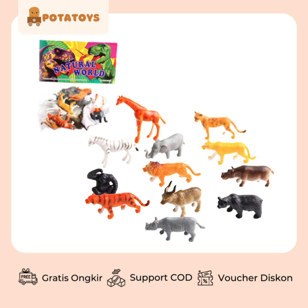 [ Potatoys ] Animal Figure 12 Pcs / Mainan Figur Binatang Set / Dinosaurus Alive / Robot Avengers