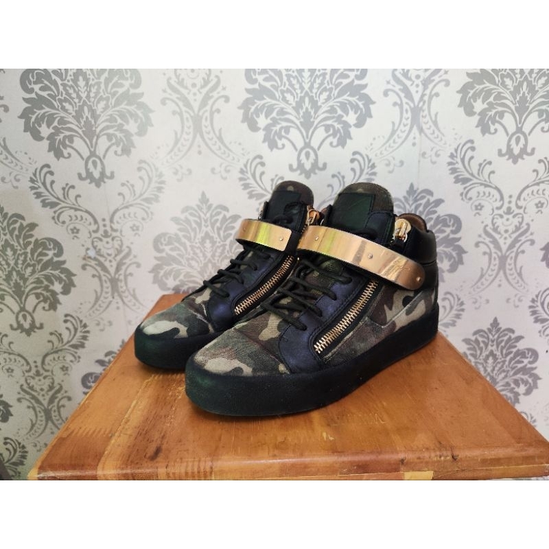 Sneakers Giuseppe Zanotti High Leather Camo size 41 fit 42 Made in Italy ( Autentik Garansi)