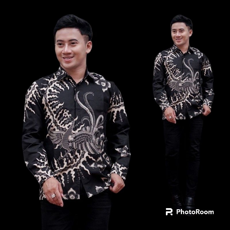 NEW ARRIVAL DISTRO KEMEJA BAJU BATIK PRIA LENGAN PANJANG PRIA COWO COWOK BORDIR SOGAN HRB026 MODERN