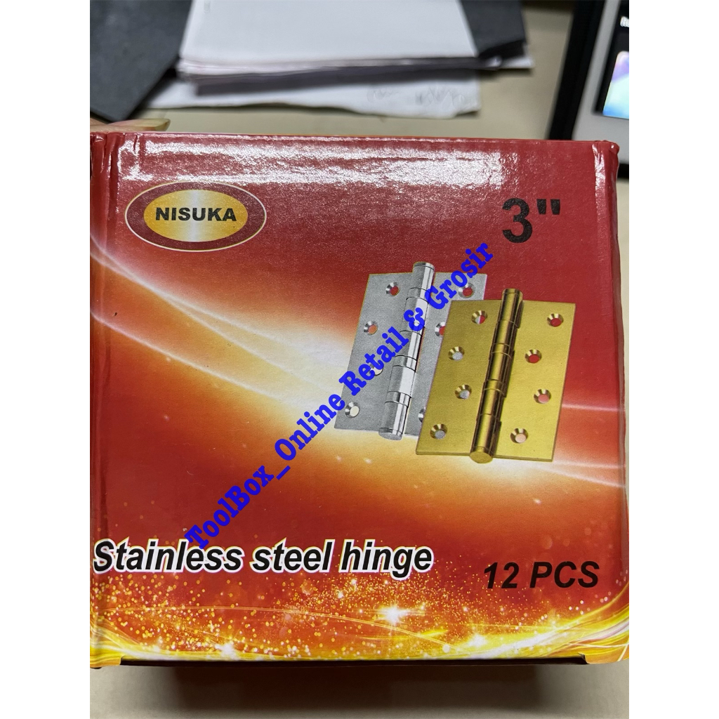 Engsel pintu /jendela tebal NISUKA 3 in putih (Harga per 1 kotak isi 6 set )