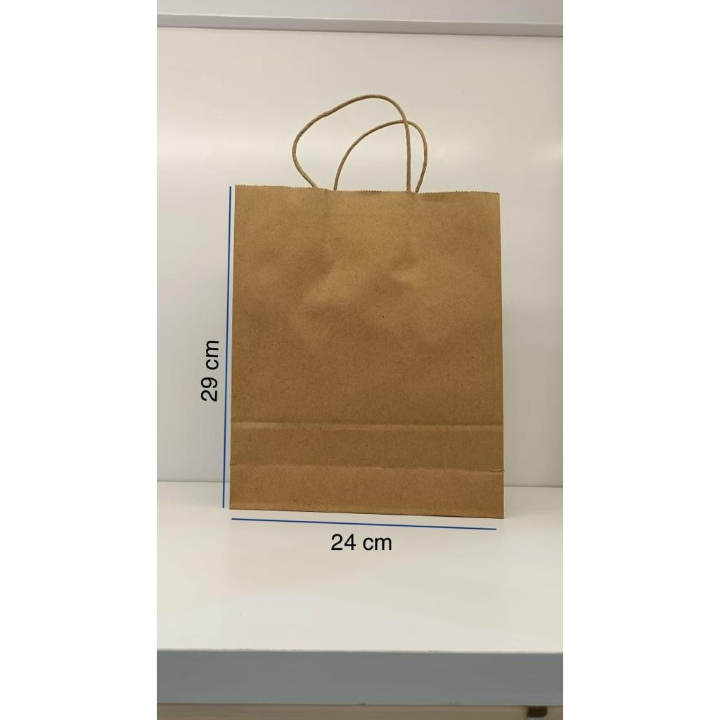 

10 pcs PAPERBAG COKLAT POLOS KRAFT OKEY B 24X8X29 CM TALI