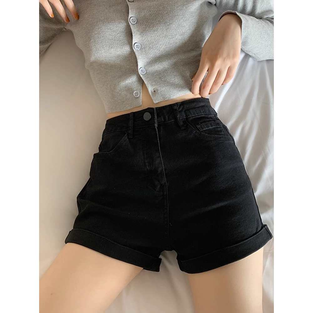 Celana jeans pendek ootd wanita kulot highwaist hot pants korean style jeans cewek kekinian