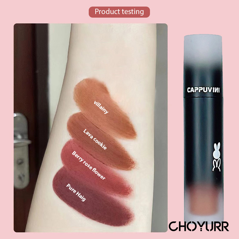 【COD】Cappuvini Matte Lip Glaze Dark Series Lipstick Warna Gelap Cappuvini Lipstick Matte Velvet Lip Gloss Waterproof Lipstik Korean-CH