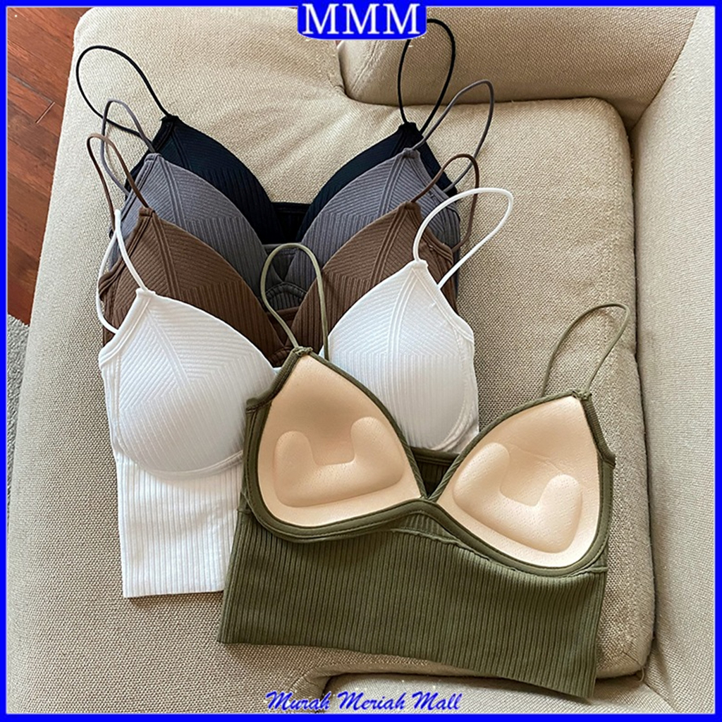 MMM Tank top Cup Bra V Neck Brallete Tanktop wanita Korea Kode 6835 tanktop Crop Top Dengan Cup Busa Tebal Atasan wanita