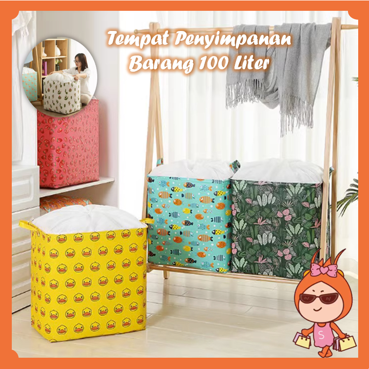 Reseller Welcome - H5855 Tas Penyimpanan Barang Jumbo100 Liter / Keranjang Baju Tempat Pakaian / Tem