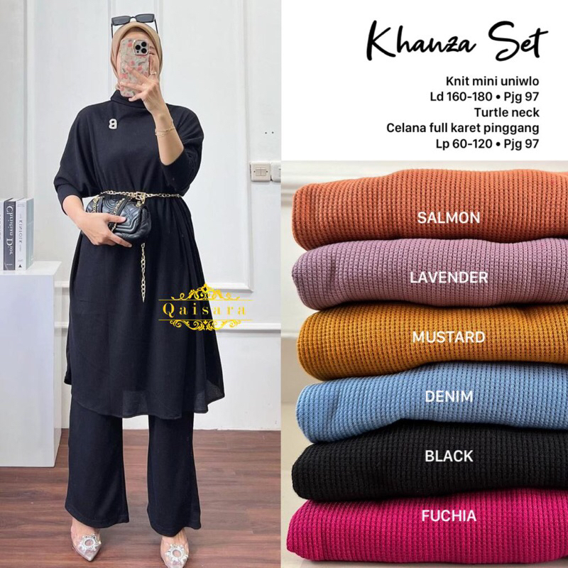 KHANZA SET BY QAISARA SETELAN ONESET SETCEL WANITA KNIT MINI UNIQLO