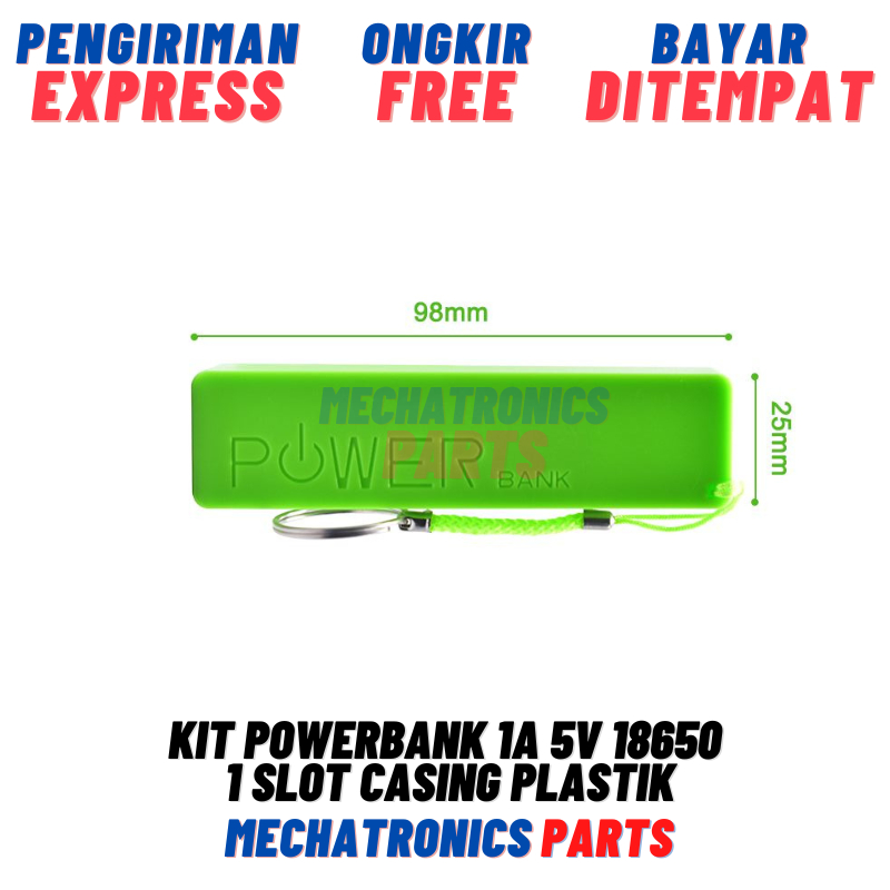 Kit Powerbank 1A 5V 18650 1 Slot Casing Plastik