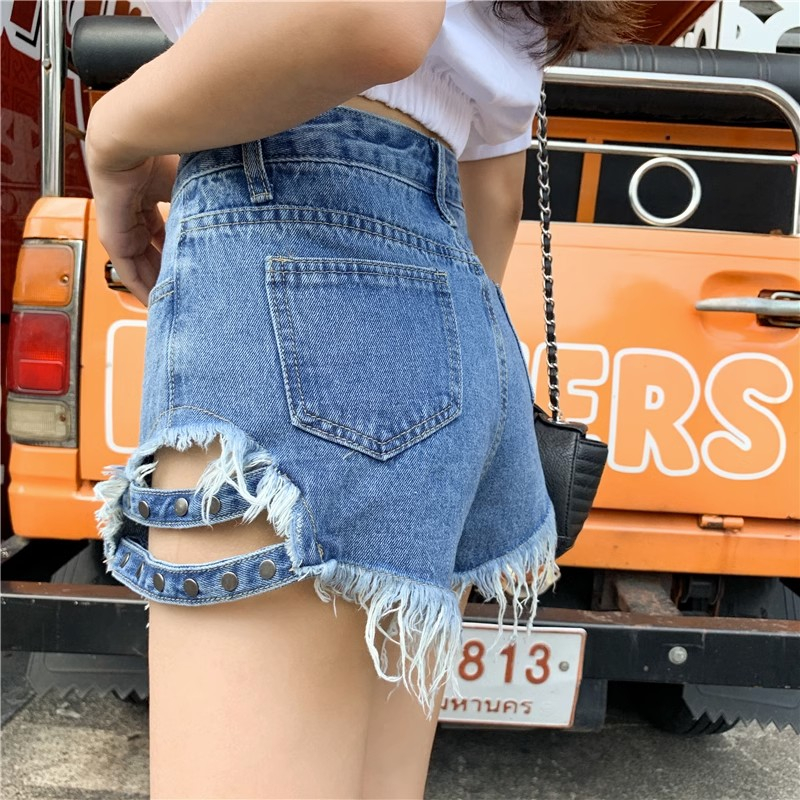 Hot pants jeans wanita Celana pendek sobek wanita hot pants jeans jumbo 3XL hotpants denim fashion wanita korea style ripped jeans street style cewek dewasa