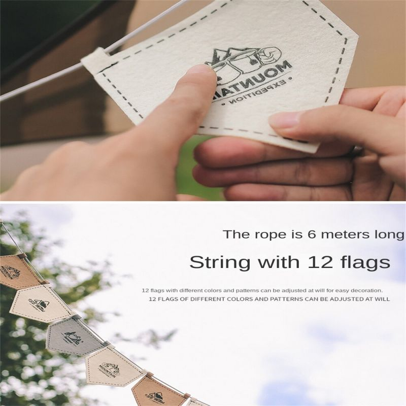 12pcs Bendera Camping Flag Pentagonal Flag Camping Outdoor Camping Tent Flags Dekorasi Tenda