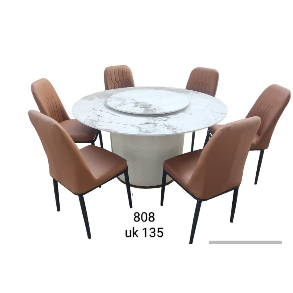 Meja Makan Bundar+ 6 Kursi wajik