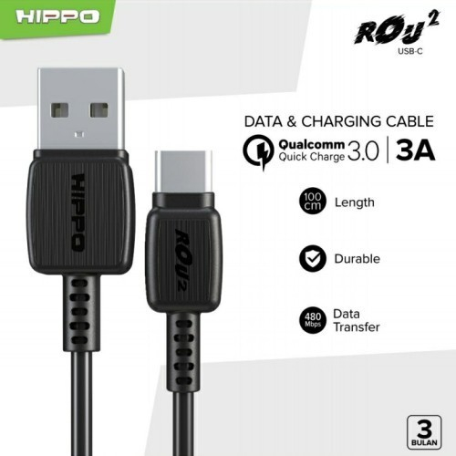 Hippo ROU 2 kabel data charger USB Micro Type-C Lightning Quick Charging 3.0