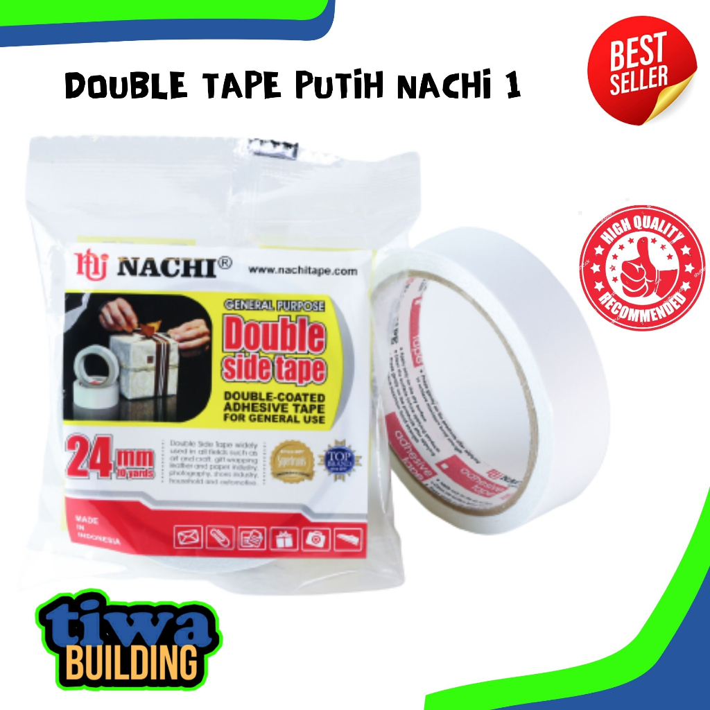 

DOUBLE TAPE / DOUBLE SIDE TAPE LAKBAN BOLAK BALIK 1,5 & 1 INCH WARNA PUTIH TRANSPARAN