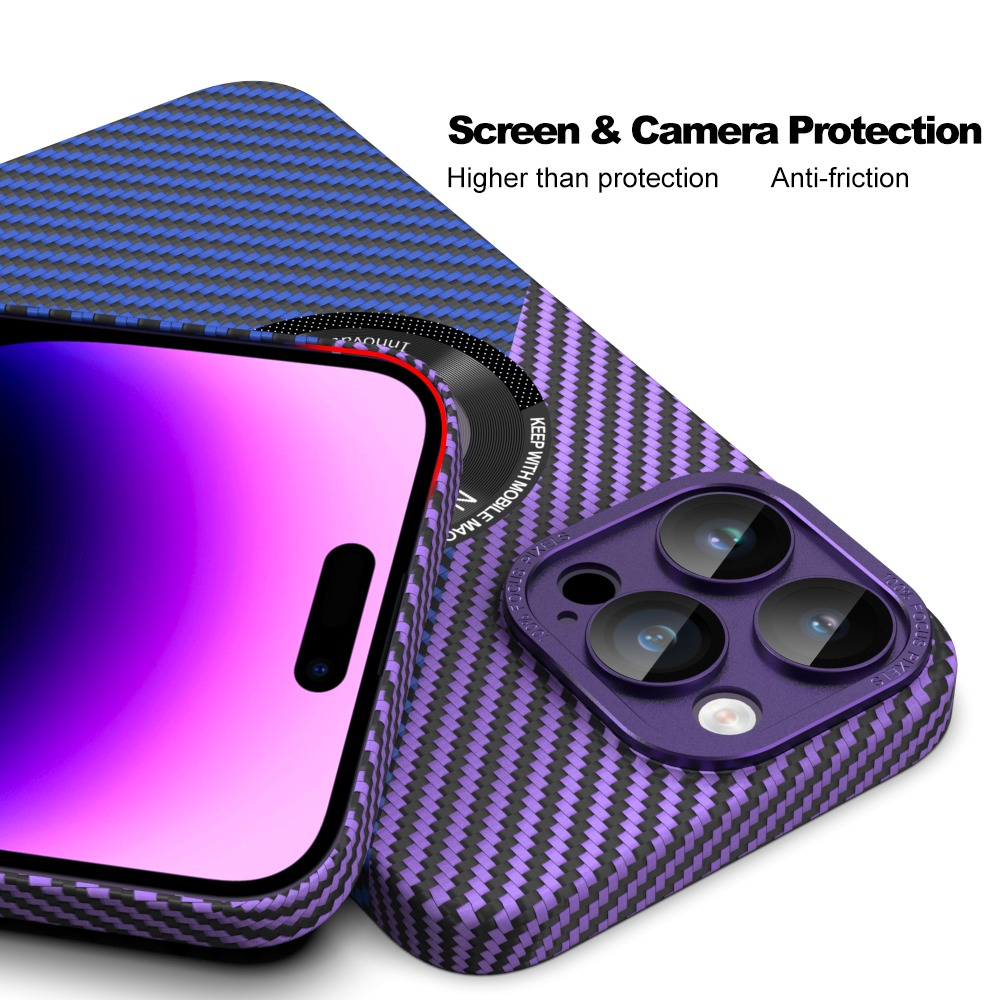 Phone Cover Magsafe Case For Iphone 12 Pro Max 12 Pro 12 Carbon Pattern Alloy Metal Camera Protection New Combine Mix Candy Color