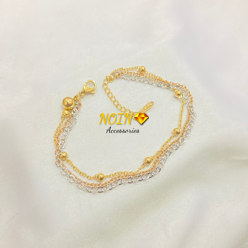 Gelang Wanita Titanium Multi Layer Anti Karat Fashion Korean Style