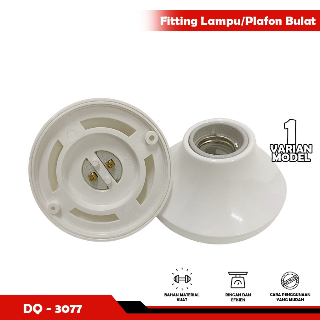 Fitting Lampu Bulat Warna Putih Polos Premium - YOSINOGAWA