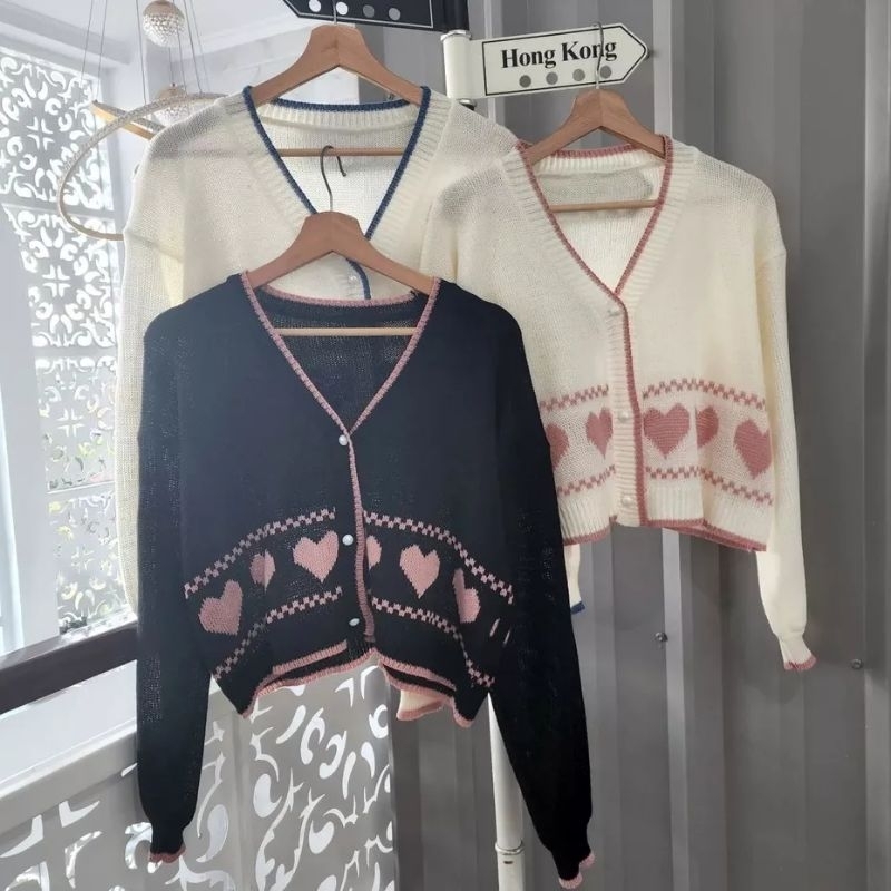 OUTWEAR LOVA CROOPE OUTER | RAJUT CARDIGAN CROP WANITA TRENDY MURAH | CARDIGAN RAJUT KANCING CROP WANITA