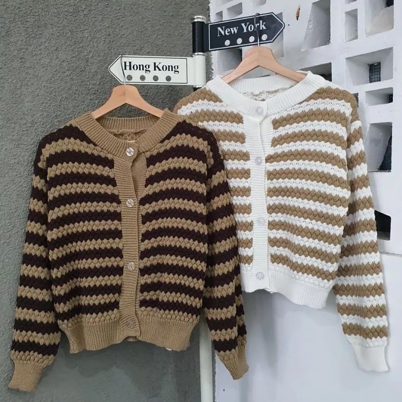 POPCORN BLASTER KNIT CARDY PREMIUM OUTERWEAR RAJUT REMAJA WANITA KOREAN STYLE | OUTWEAR BLASTER OUTER WANITA | RAJUT CARDIGAN WANITA | RAJUT STRIPE POPCORN