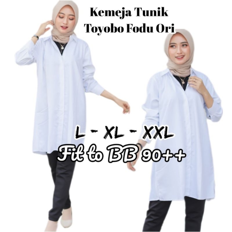 TUNIK KATUN TOYOBO FODU ORI - KEMEJA TUNIK PUTIH - KEMEJA TUNIK JUMBO PREMIUM - KEMEJA PUTIH