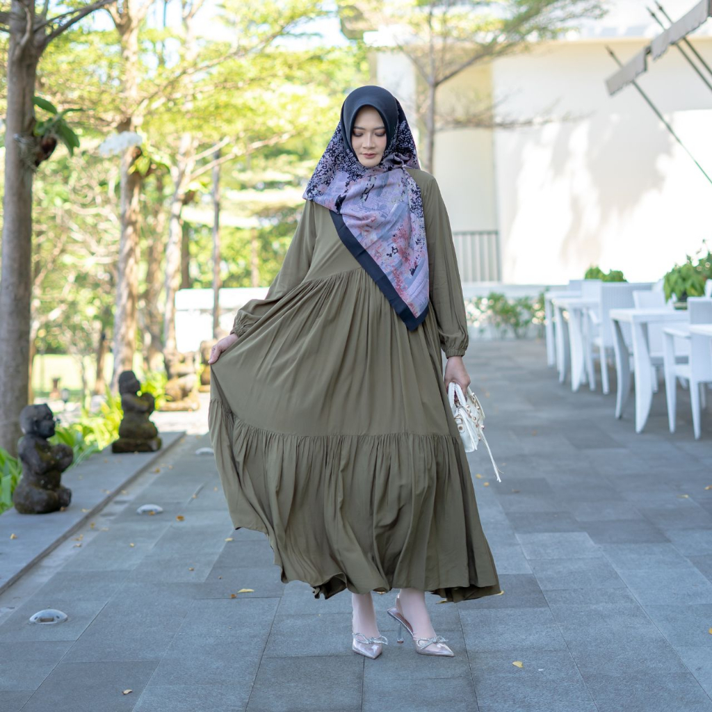 AIJO - Dress Panjang 3 Layer - Dress Panjang Wanita