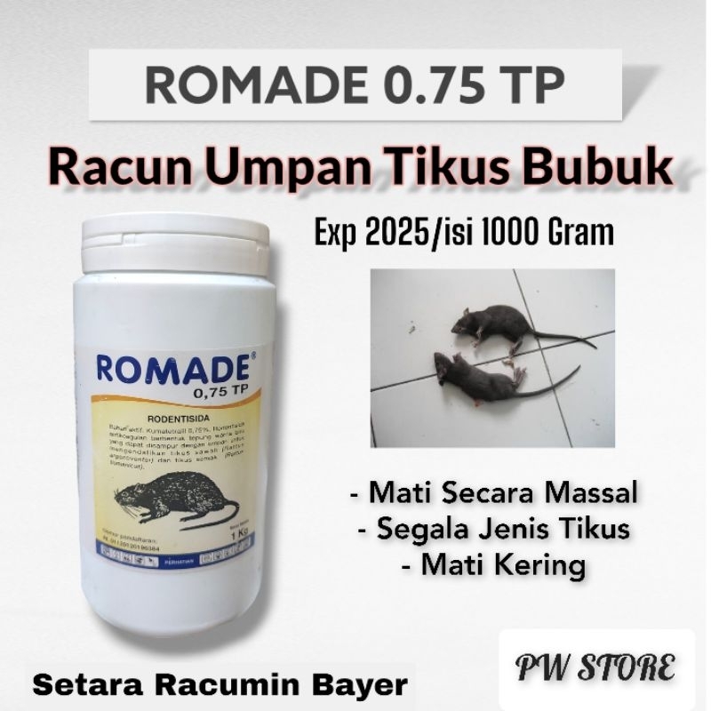 ROMADE 0.75 TP / UMPAN BUBUK BASMI TIKUS SECARA MASSAL 1 KG