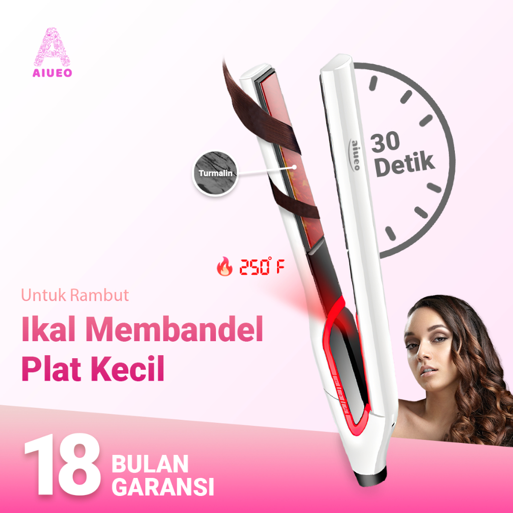 [GARANSI 18 BLN] • Catokan Curly AIUEO 956 2in1 Hair Straightener - Catok Meluruskan dan Keriting Rambut Plat Keramik Plat Kecil Warna Putih