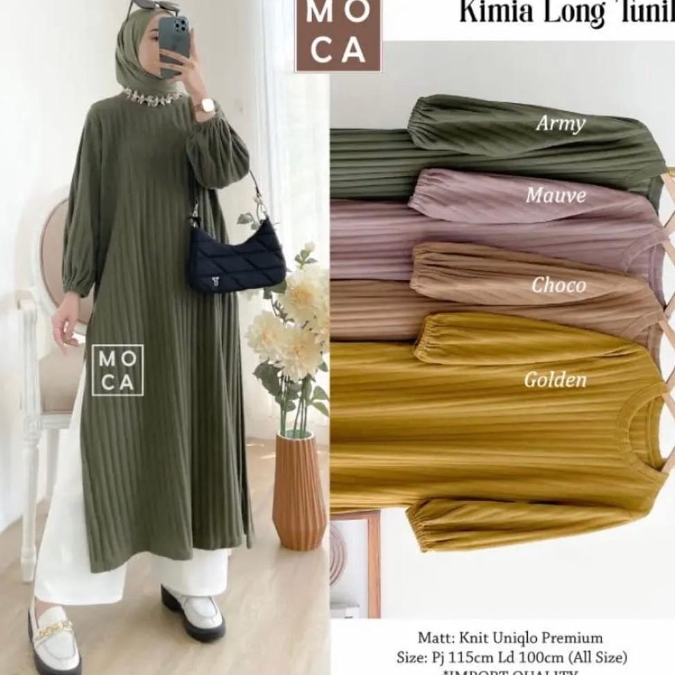 Kimia long tunik hornet knit premium - fashion rajut bandung