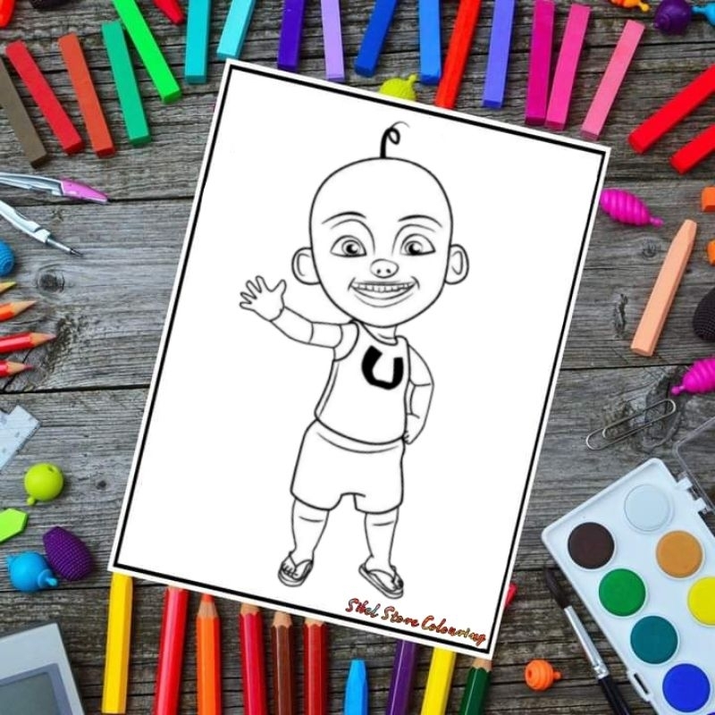 Kertas Mewarnai Gambar Anak Tema Ipin & Upin V1 / Kertas Gambar (10 Lembar)