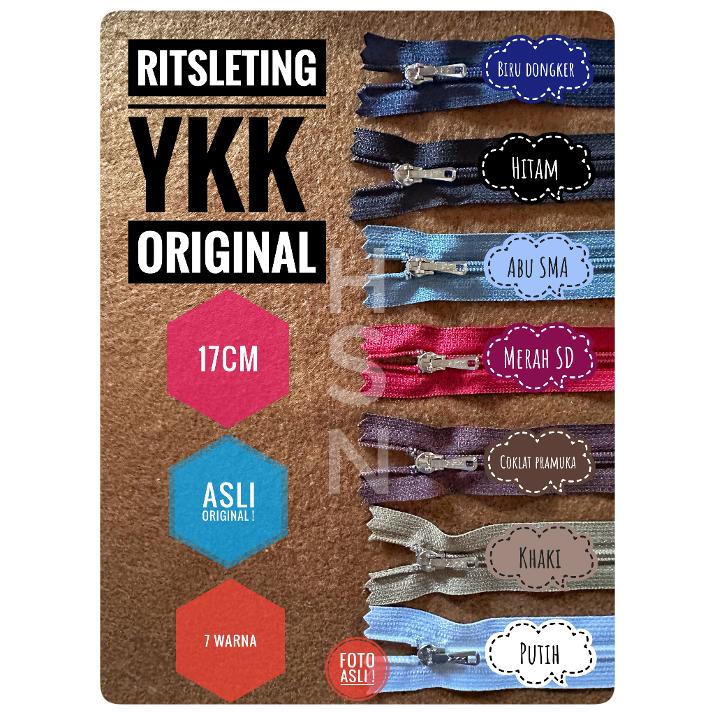 ritsleting / resleting celana YKK 17cm