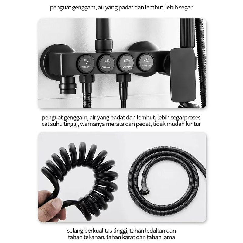 Panas Dan Dingin Set Kamar Mandi Besi Tahan Karat / Black Gold 4 Dalam 1 Shower Kamar Mandi Panas Dingin Shower Faucet Dengan Bidet Sprayer Shower Set Shower Kamar Mandi