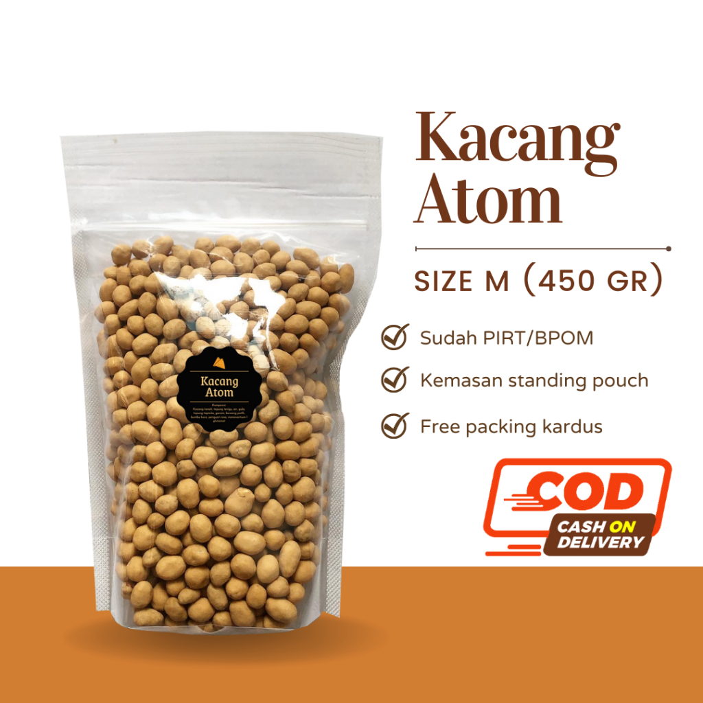 [DELISH SNACKS] Kacang Atom (M) 450gr / Snack Cemilan Camilan Kacang Telur / Sukro Kacang Oven Panggang