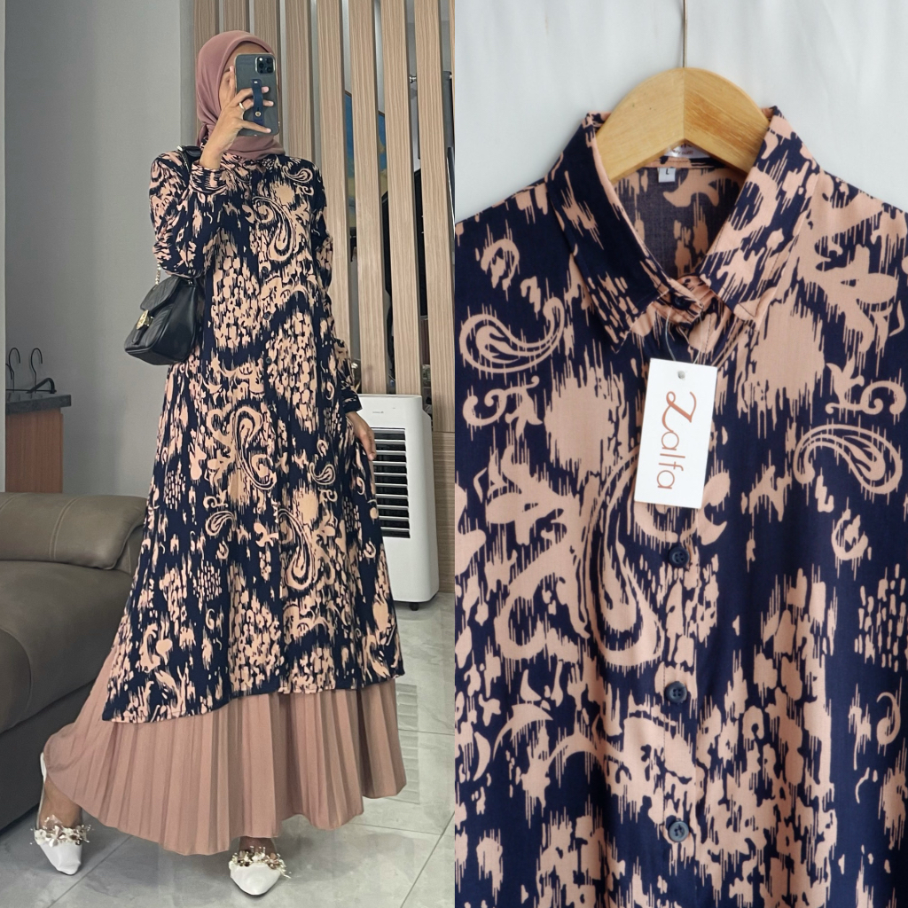 NEVILA VOL.1 long tunik abstrak by ZALFA OUTFIT