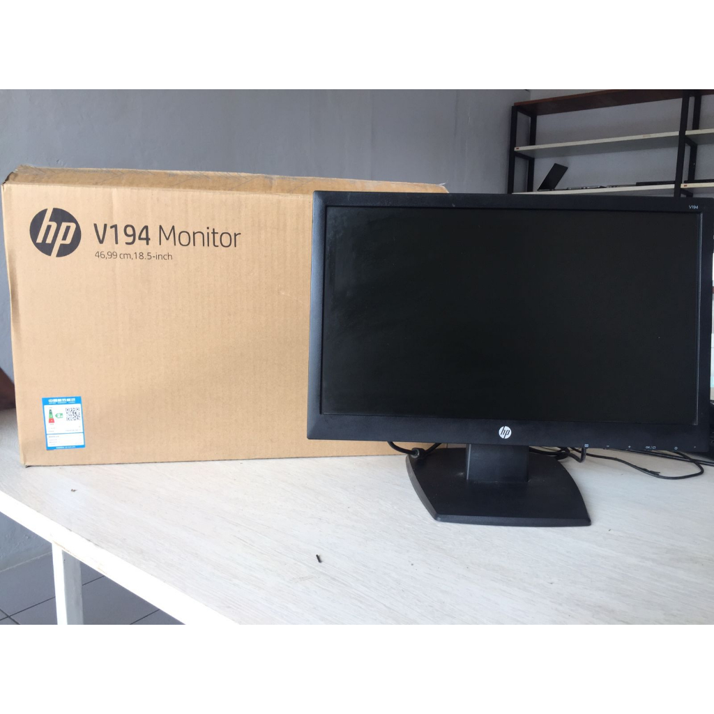 Monitor Komputer 19 inci HP V194 Kumplit Dus + Kabel power dan VGA Original