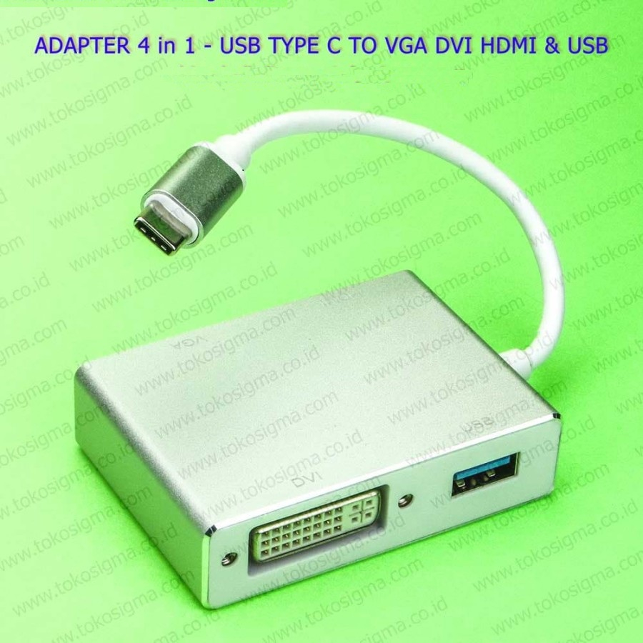 ADAPTER 4 in 1 USB 3.1 TYPE C to VGA DVI HDMI and USB 3.0 Port