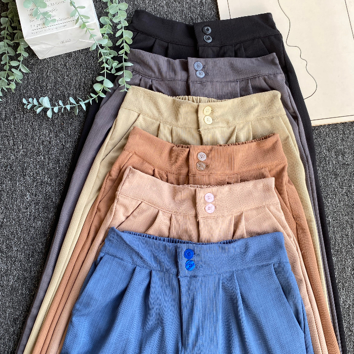 Jennie Knit Pants Celana Kulot Highwaist Kancing 2 Celana Wanita