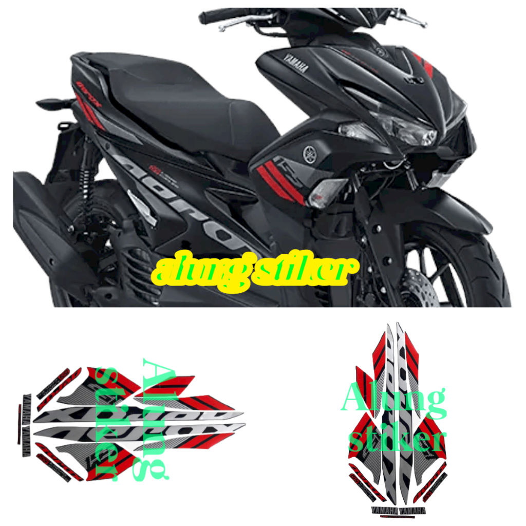 STIKER STRIPING LIS BODY MOTOR AEROX VVA 155 2017 2018 FULL HITAM MERAH