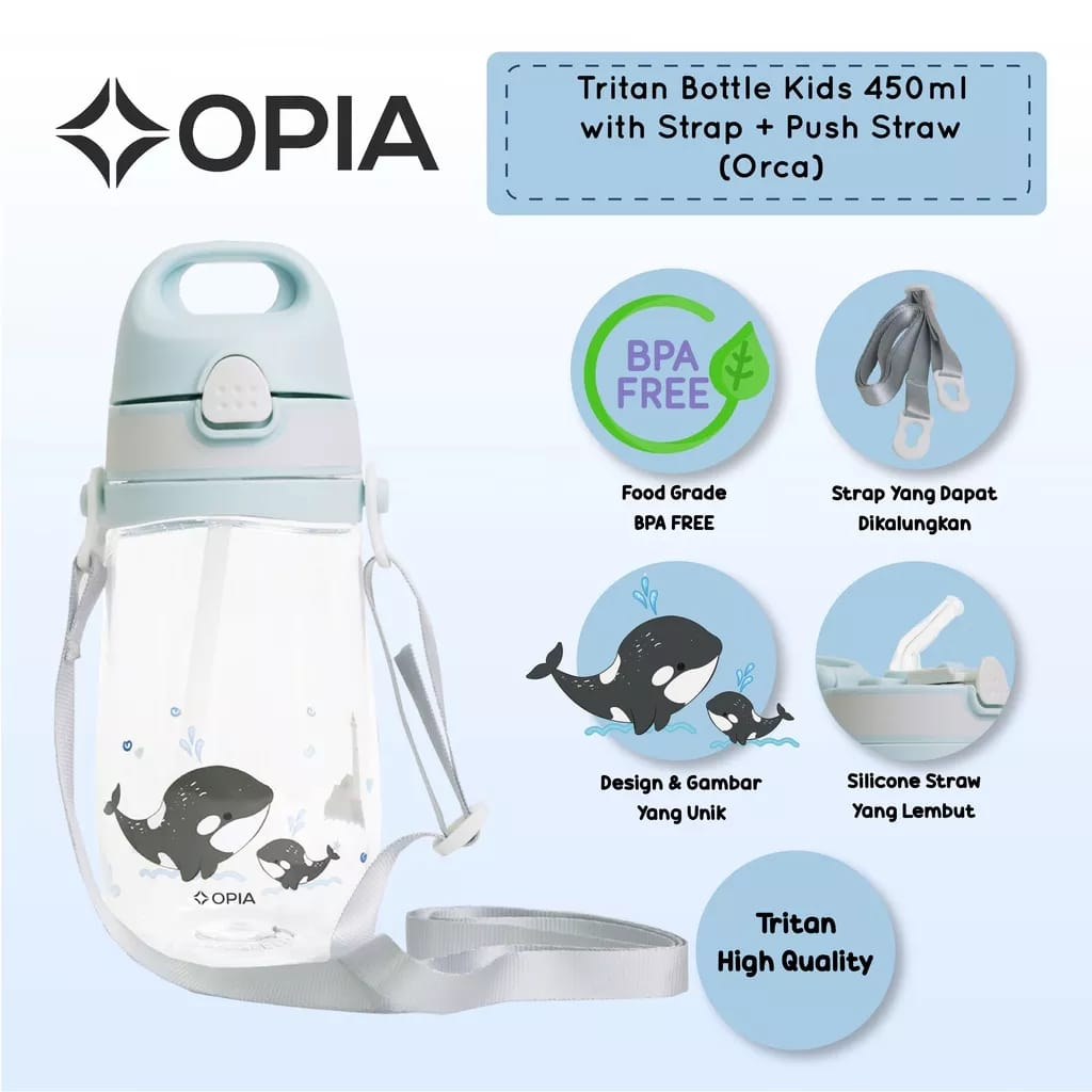 Opia Tritan Kids Orca TBK450.01 Bottle Kids 450ml Bottle - Botol Minum Anak