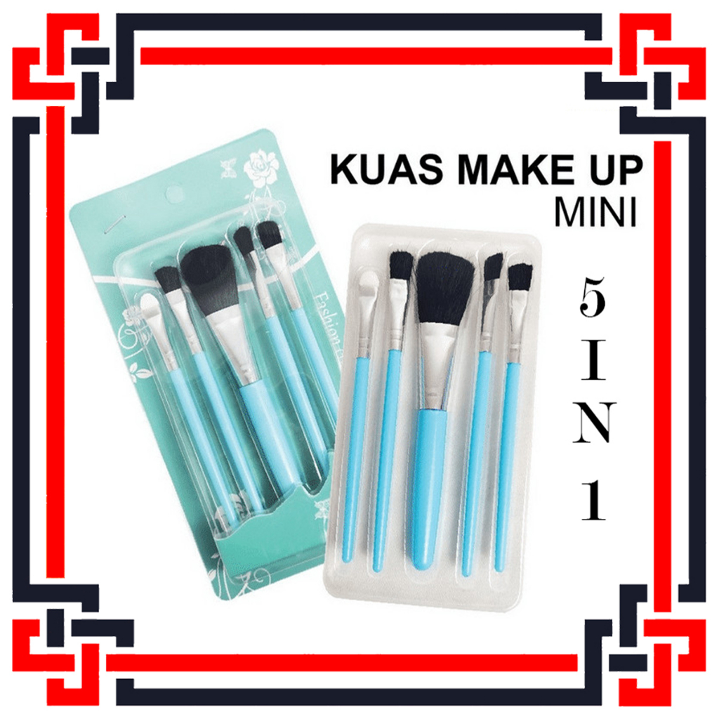 LS Kuas Make Up 5 IN 1 Mini Travel Kuas Make Up Brush Eye Shadow Mini