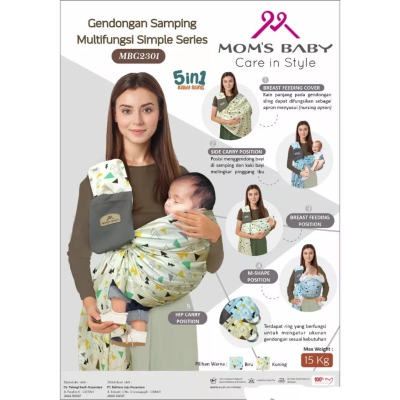 Moms Baby Gendongan Samping Multifungsi Simple Series MBG 2301