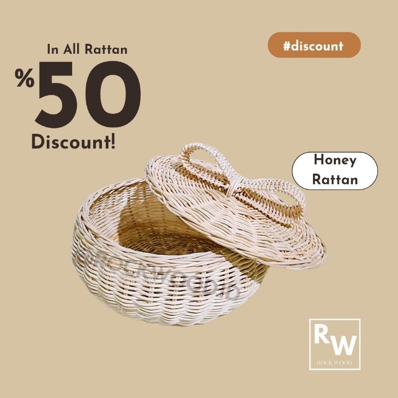 

keranjang rotan unik lucu diameter atas 25cm dengan tutup pita design hampers terbaru
