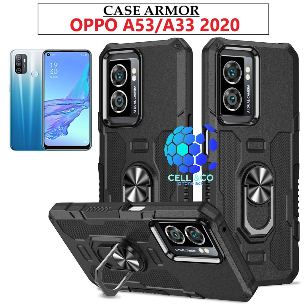 Case Armor OPPO A53 A33 2020 Iring Cincin Magnetic Kesing Hp Protect kamera Premium Hard Case Standing Robot Pelindung Kamera