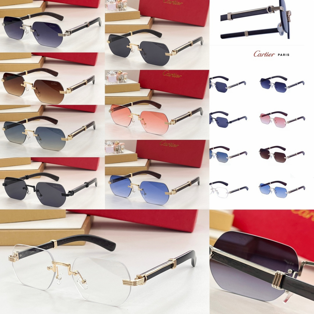 【Box】Cartier rimless glasses vintage sunglasses unisex