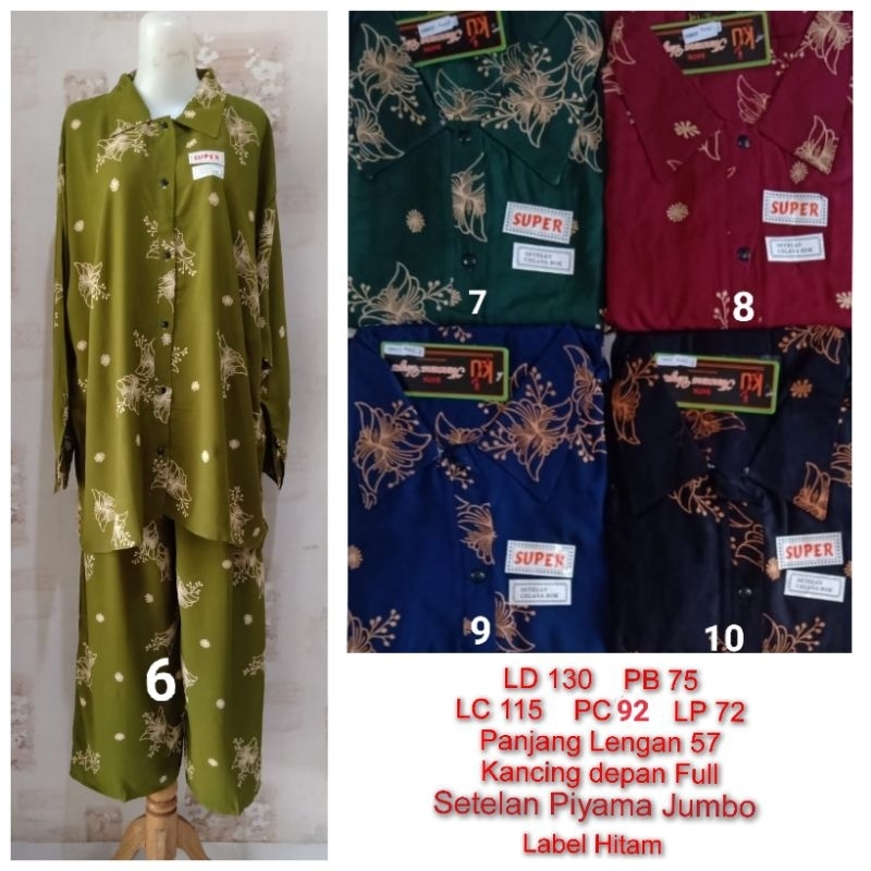 Setelan Kencana Ungu Piyama Jumbo LD 130 label Hitam