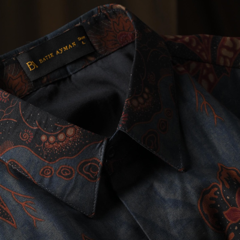 Batik Ayman - ARGANI BLUE GREY | Kemeja Batik Pria Katun Solo Halus Mewah Premium