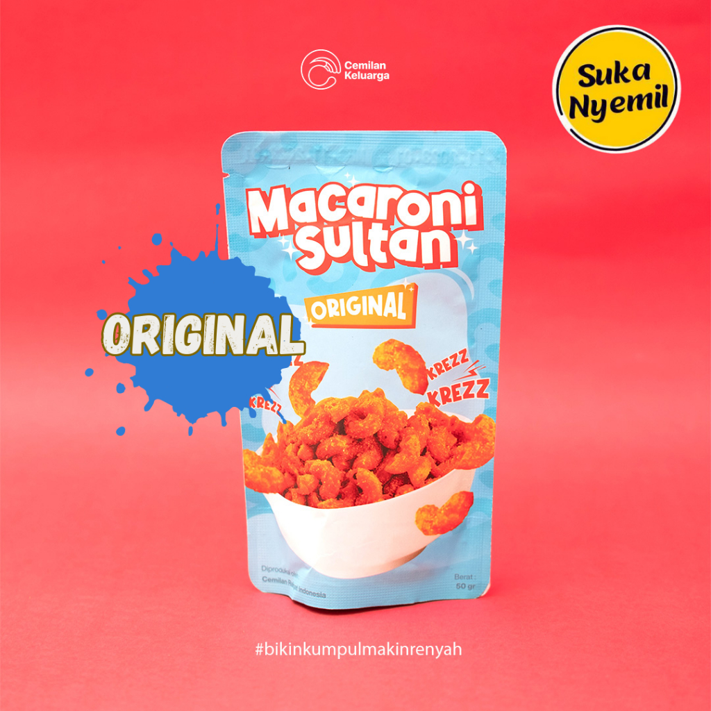 

SUKA NYEMIL - Macaroni Sultan Rasa Original (50 gram) Jajanan Viral Renyah Gurih Cemilan Kekinian Snack Keluarga Indonesia