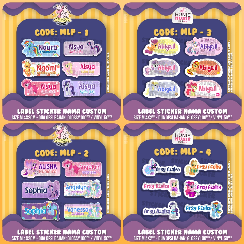 

Sticker Label Nama Custom - My Little Pony (100pcs) Stiker