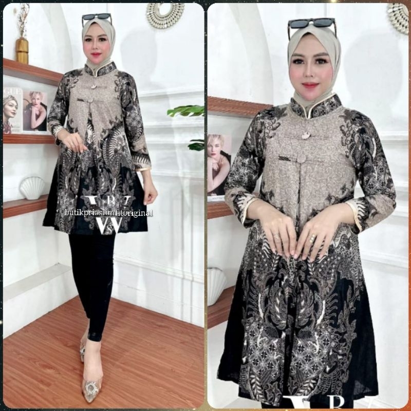 Tunik Batik Wanita Modern Terbaru JUMBO M L XL XXL XXXL Atasan Batik Wanita Seragam Murah