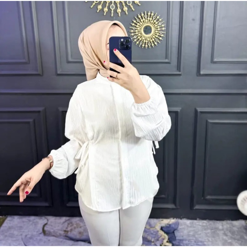 Kemeja Ladycrush Tali Samping Jumbo Premium | Blouse Wanita Korean Big Size Ld 130 Oversize Terbaru