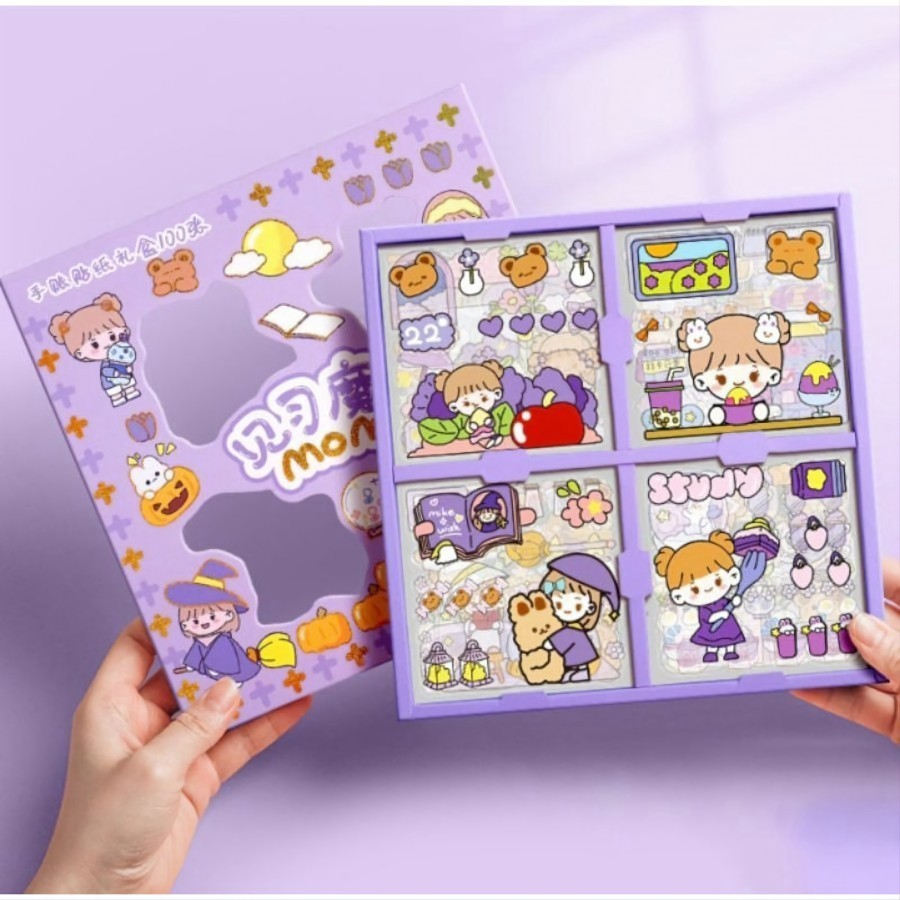 

100 PCS Stiker MOMO Motif Kartun Korea Lucu