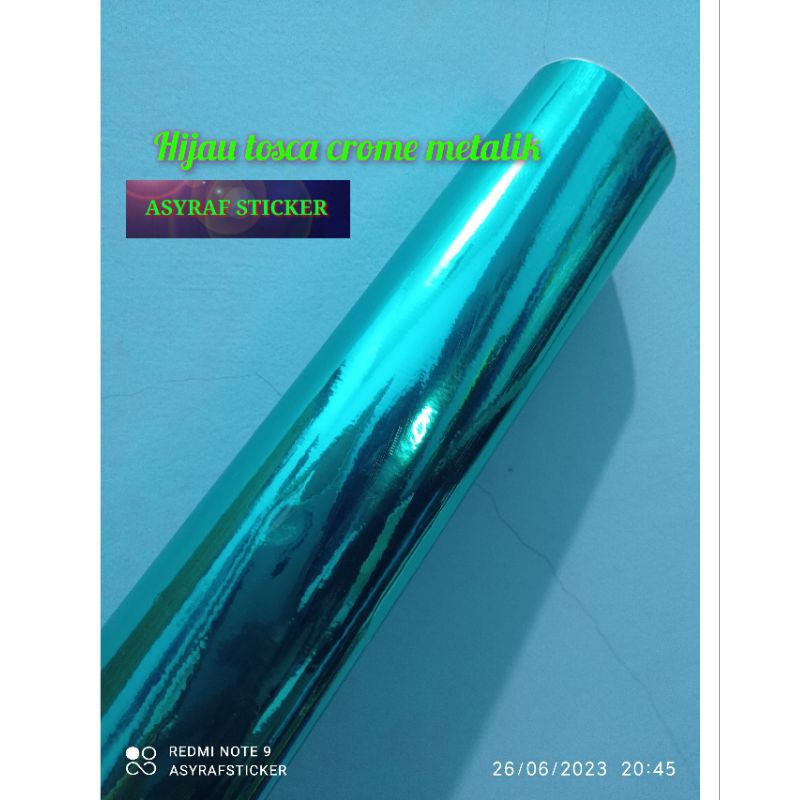 SKOTLET STIKER MOTOR kROME METALIK HIJAU TOSCA STICKER SKOTLITE WARNA HIJAU TOSCA kROME METALIK
