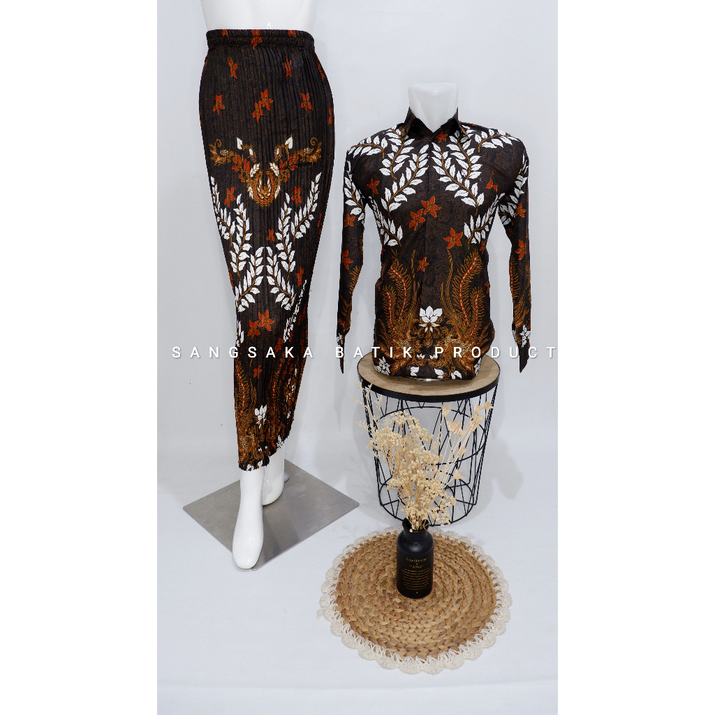 Batik couple / batik simple / baju batik couple / batik set / batik lengan panjang / rok set